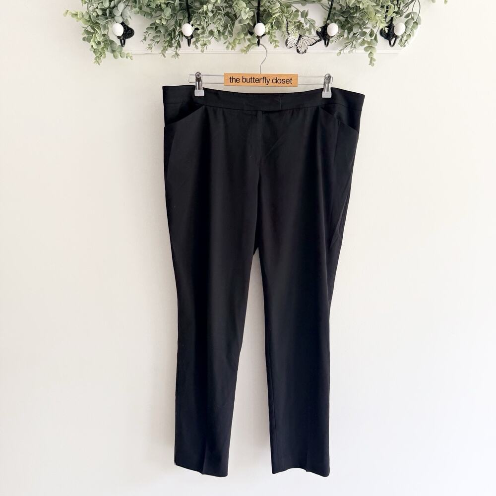Lafayette 148 Black Irvine Straight wool pants Slant Pockets Size 16 XX5011